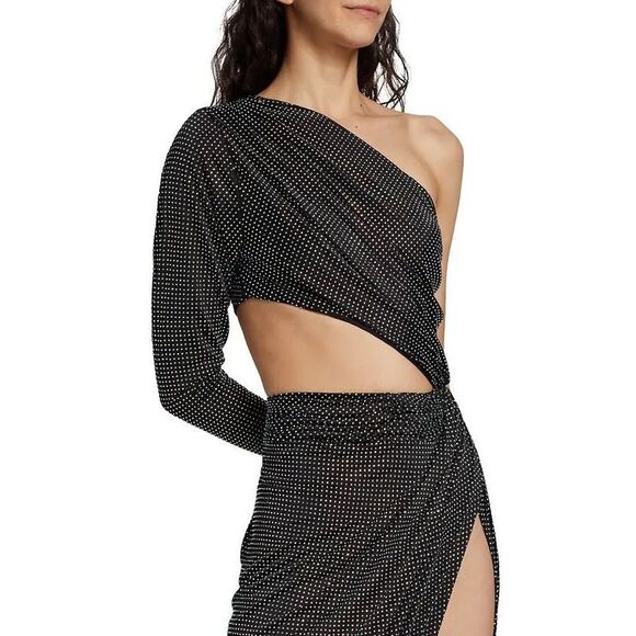 Ronny Kobo Lorinna Metallic Cut Out Slit Gown - Picture 5 of 11